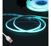 5V USB COB LED Strip 3m - 4000K Natural White TV Backlight, 480LED/m CRI90+ Flexible Under Cabinet Kitchen Light for Mirror, Wardrobe, Car, Bedroom, Home DIY(Ice Blue,DC5V-2.7mm)