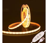 5V USB COB LED Strip 3m - 4000K Natural White TV Backlight, 480LED/m CRI90+ Flexible Under Cabinet Kitchen Light for Mirror, Wardrobe, Car, Bedroom, Home DIY(Warm White,DC5V-8mm)