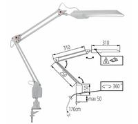5W Adjustable Long Arm Desk Lamp Bed Reading LED Light Table Clamp Edge Mounted [EEK: A++]