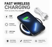 5W Black Wireless Charging Pad With Usb-C Cable