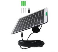 5W Solar Charging Panel for Anker for Eufy for Ring for Blink Security Camera for Outdoor Power Solution DC 5V Rechargeable Battery USB and USB-C Port Adjustable Security Mount IP65 Waterproof(Black)