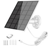 5W Solar Panel With 360° Adjustable Mount and IP65 Waterproof Charger - USB Charging Cable for Security Camera, Micro and USB-C Port (1pcs)