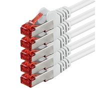 5x 0.25m - Cat 6 network cable patch cable Cat6 RJ45 SFTP - white