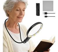 5X 10X Hands Free Neck Wear Magnifying Glass with Light for Senior 3 in 1 Flexible Lighted Magnifying Glass for Reading Sewing Crafting Close Work Home