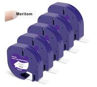 5X 12267 Label Tape Replacement for Dymo Letratag Plastic Black on Clear 12mm x 4m S0721530 Compatible with Dymo LetraTag LT-100H LT-100T LT-110T 200B XR XM QX50