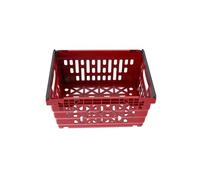 5x 20L Supermarket Food Crate, Ventilated Food Grade Basket, Bale Arm Crate for Food Storage and Transportation 400x300x200mm (RED)