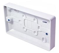 5x 25mm Deep Twin Plastic Surface Mounted Back Box 2 Gang Wall Pattress Outlet