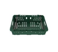 5x 30L Supermarket Food Crate, Ventilated Food Grade Basket, Bale Arm Crate for Food Storage and Transportation 600x400x170mm (GREEN)