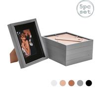 5x 3D Box Photo Frames Picture Display 8 x 10" with 4 x 6" Mount Grey/Black