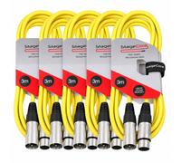 5x 3M Yellow XLR Male to Female Microphone Lead Audio Signal Cable Mixer Mic