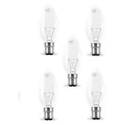 5X 40W Clear Candle Ball Bulb (SBC Base) 240V