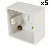 5x 47mm Deep Single Plastic Surface Mounted AV HDMI Back Box 1 Gang Wall Outlet