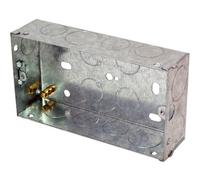 Loops 5x 47mm Twin/Double Metal Flush Mounted Back Box - 2 Gang Brick Wall Hole Pattress