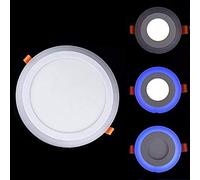 5X 6W + 3W Dual Colour Round Ceiling Recessed Spotlight Down Light Cool White Edge Lit Blue Halo Ring Panel 9W Mains Powered 240V 6500K Multi Pack (5X)