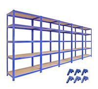 5x 90cm Large Blue Racking Shelving Unit Shed Garage Workshop Storage Organize