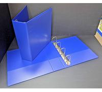 5x A4 BLUE 4 D RING 65mm PRESENTATION BINDERS FILES ALL ROUND POCKETS EXACOMPTA