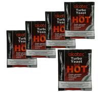 5x Alcotec Red Hot Turbo Yeast 90g Temperature Tolerant Max 40C 25L