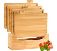 5X Bamboo Chopping Board Set Wooden Cutting Boards