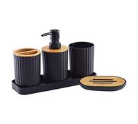 5x Bathroom Accessories Set Soap Dish Dispenser Washing Room Black