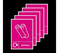 5x Batteries Recycling Bin Rigid Plastic Signs 150x200mm