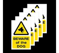 5x Beware of the Dog Rigid Plastic Sign 200x300mm
