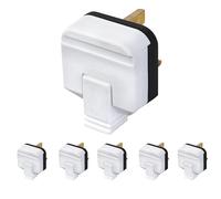 5X BG PERMAPLUG Heavy Duty Hard Rubber Composite 3 Pin 13A Fused Plug White
