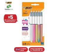 5x BIC 4 Colours Shine and Gradient Ball Pens with 1.0mm Tip