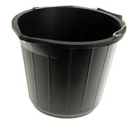 5x Black Builders Buckets Made in UK 3 Gallon for Construction Animal Feed Pegdev Black One Size