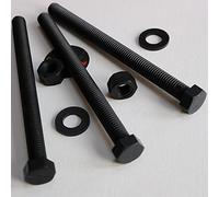 5X Black Hex Head Screws Polypropylene (PP) Plastic Nuts and Bolts, Washers, M12 x 150mm