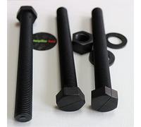 5X Black Hex Head Screws Polypropylene (PP) Plastic Nuts and Bolts, Washers, M16 x 150mm