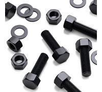 5X Black Hex Head Screws Polypropylene (PP) Plastic Nuts and Bolts, Washers, M20 x 60mm