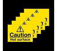 5x Caution Hot Surface 75x50mm Rigid Plastic Signs