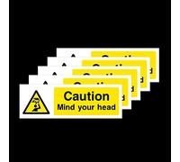 5x Caution Mind Your Head Rigid Plastic Sign 300x100mm