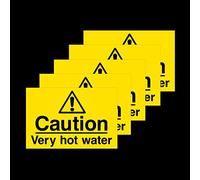 5x Caution Very Hot Water 75x50mm Self Adhesive Stickers
