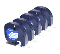 5x Compatible with Dymo LetraTag Tape 12 mm x 4 m, Compatible with Dymo LetraTag Refill Plastic Labels 91201 91221 for LT-100H LT-100T XR 2000 200B, Black on White