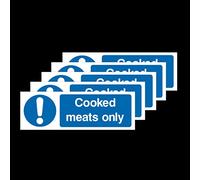 5x Cooked Meats Only Self Adhesive Stickers 300x100mm