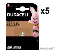 5x Duracell 394 1.5V Silver Oxide Watch Battery D394 V394 SR45 AG9 625 SR936