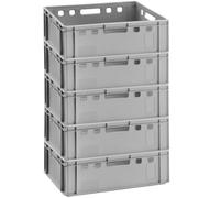 5x E2 Meat Crate Butcher Crate 60x40 Gray Stackable Euro Crate