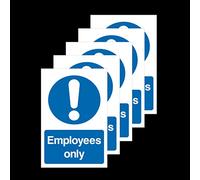 5x Employees Only Self Adhesive Stickers 100x150mm