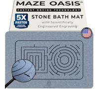 5x Faster Drying - Premium Stone Bath Mat [Bath & Kitchen System] - Diatomaceous Earth Bathroom Mat & Stone Drying Mat for Kitchen Counter - Non Slip, Engraved Airflow - Serenity Ash - 23.6 x 15.3 in