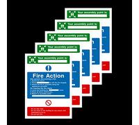 5x Fire Action Your Assembly Point is Self Adhesive Stickers 150x200mm