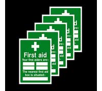 5x First Aid Your First Aiders Are Self Adhesive Stickers 200x300mm