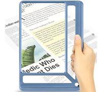 5X Full Page Magnifying Glass for Reading, Lightweight Rectangular Magnifier with Large Book Page Viewing Area, Handheld Magnifier for Reading Small Prints for Seniors Low Vision, Blue