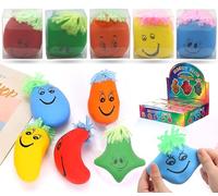 5x Funny Face Squeeze Balls for Kids, 3D Stress Relief Fidget Toys, Smiley Party Favours, Durable Squishy Sensory Balls for 3+ Years, Vibrant Colours