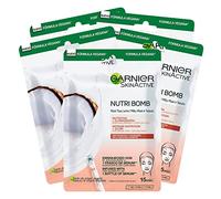 5x Garnier Skinactive Nutri Bomb Nourishing and Brightening Sheet Mask with Coconut Milk for Dry and Dull Skin - 5 Disposable Masks