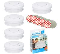 5x Grundig Smoke Detector 9V Batteries and Magnet Mounts Fire Alarm 85 dB