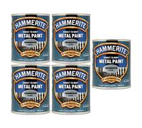 5X Hammerite Hammered Silver Paint 750ml Direct to Rust Metal Paints