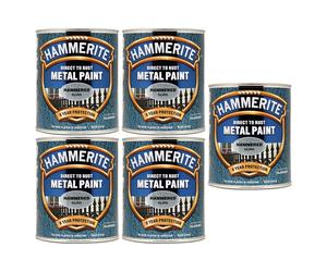 5X Hammerite Hammered Silver Paint 750ml Direct to Rust Metal Paints