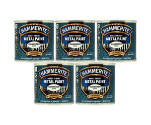 5X Hammerite Hammered White Direct to Rust Metal Paint 250ml