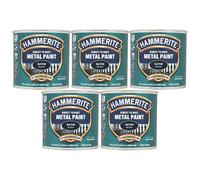 5X Hammerite Satin Black Direct to Rust Metal Paint 250ml